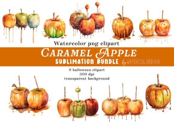 Download Watercolor Caramel Apple Bundle - Caramel Collection